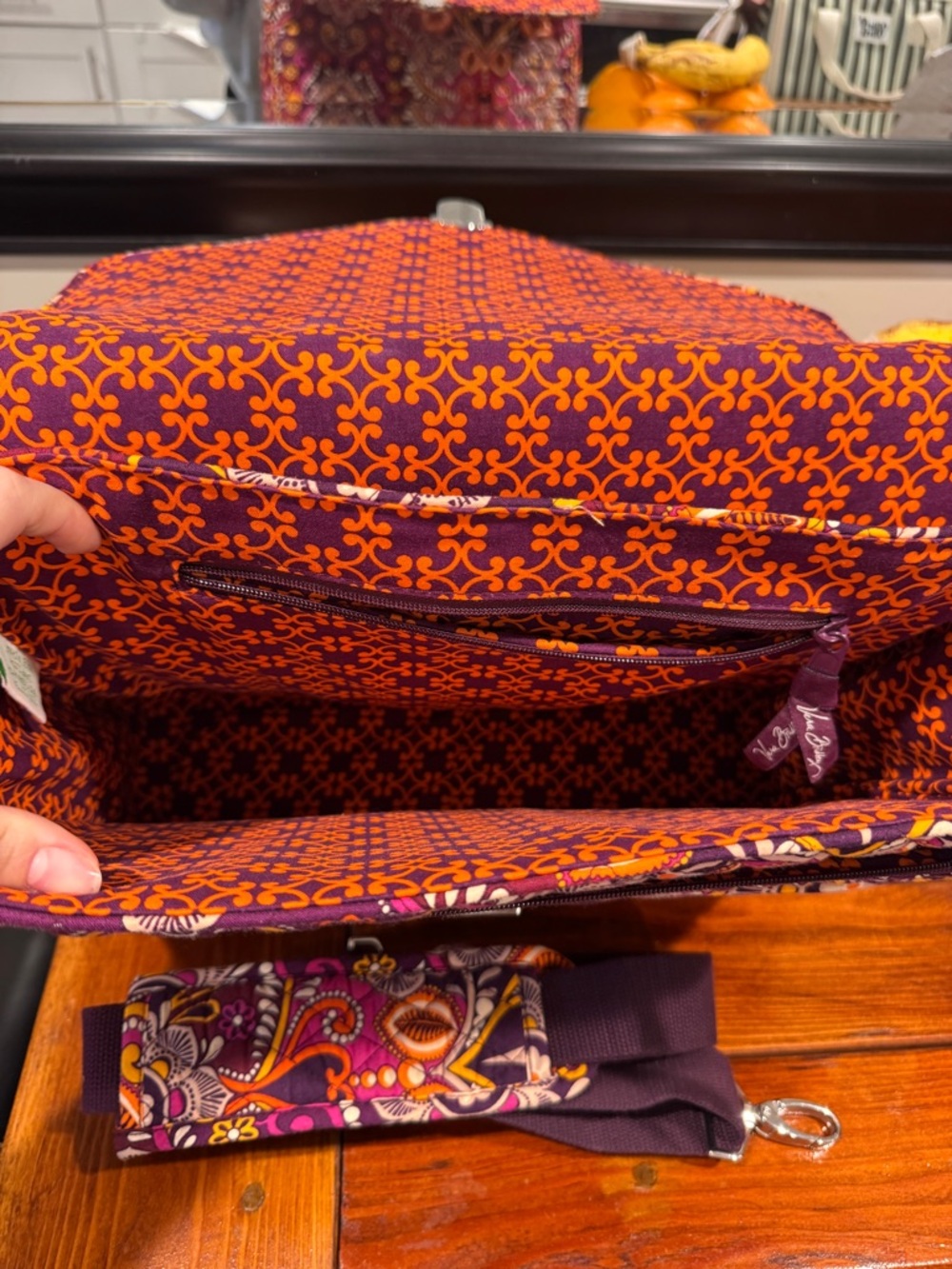 Vera Bradley Laptop Work Bag Paisley Print Travel Tote Briefcase Purple Orange - Picture 5 of 7